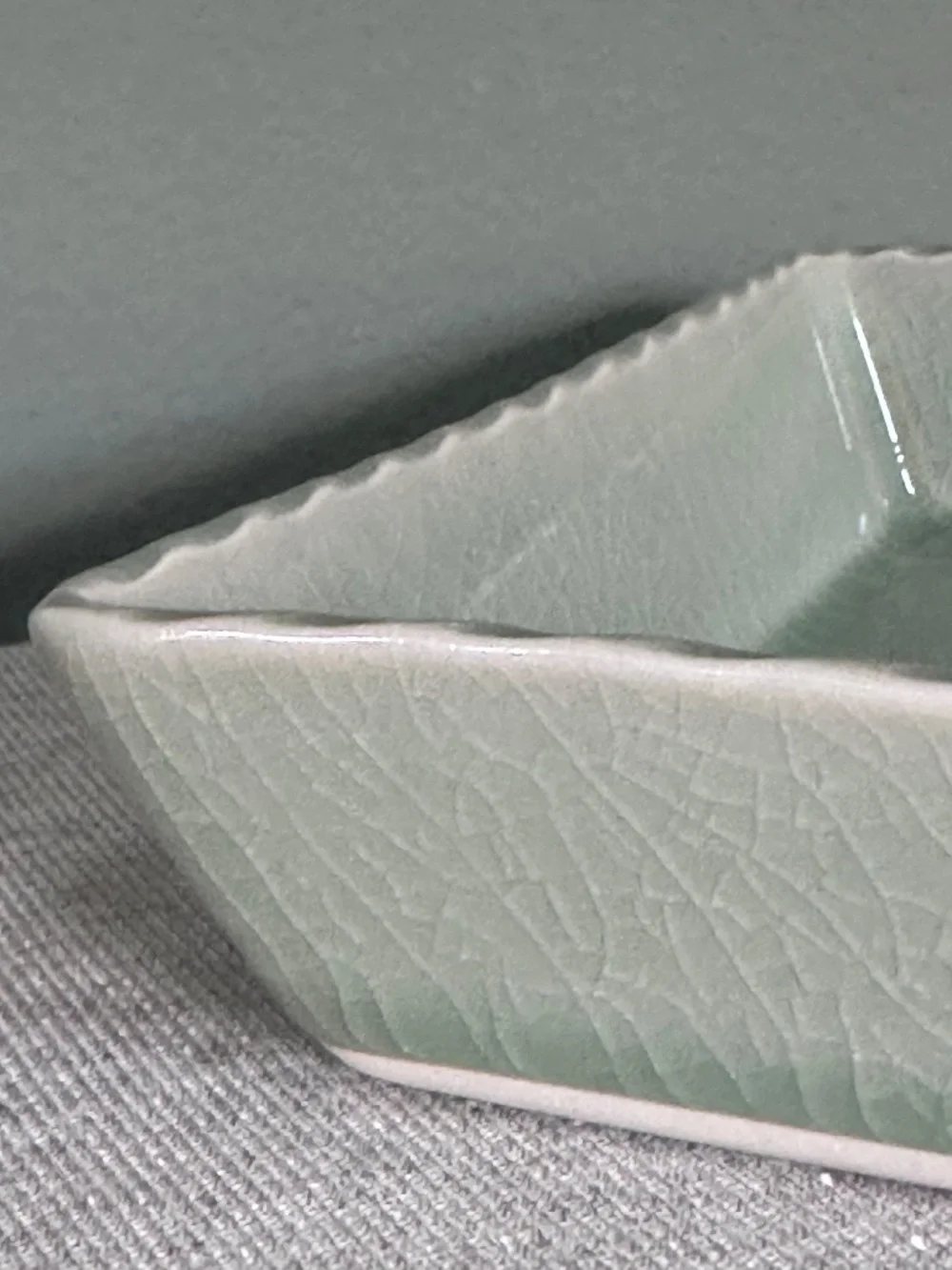 Japanese Square Celadon Green Ceramic Dish